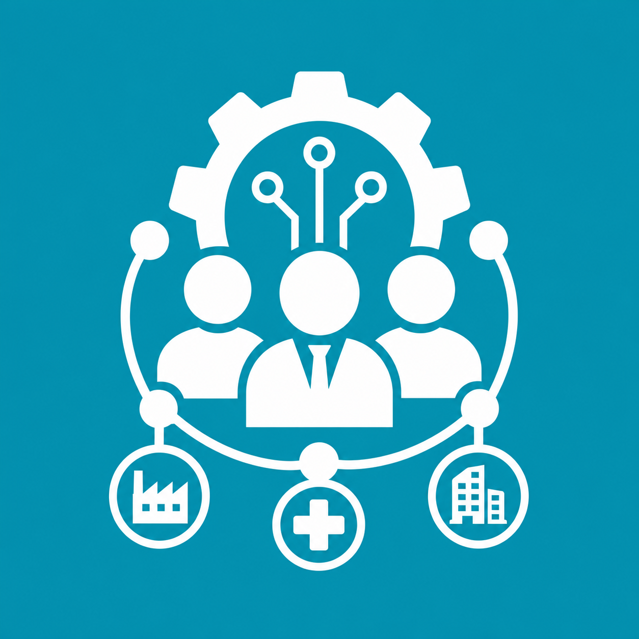 Professional Tech Team in Blue Background