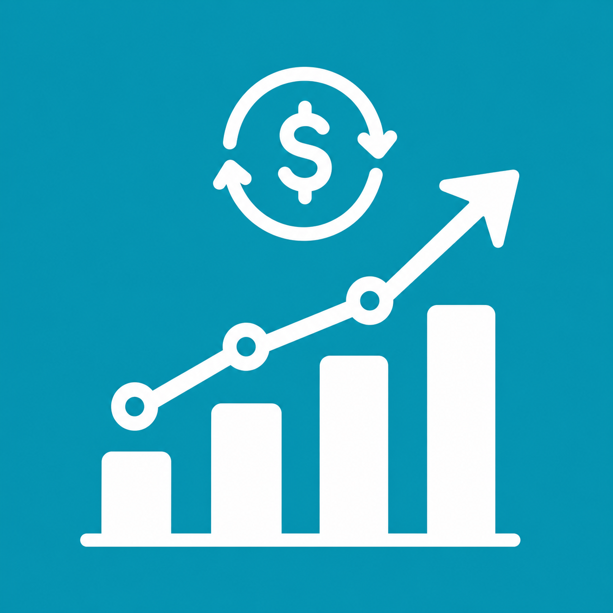 Sales Icon White on Blue Background