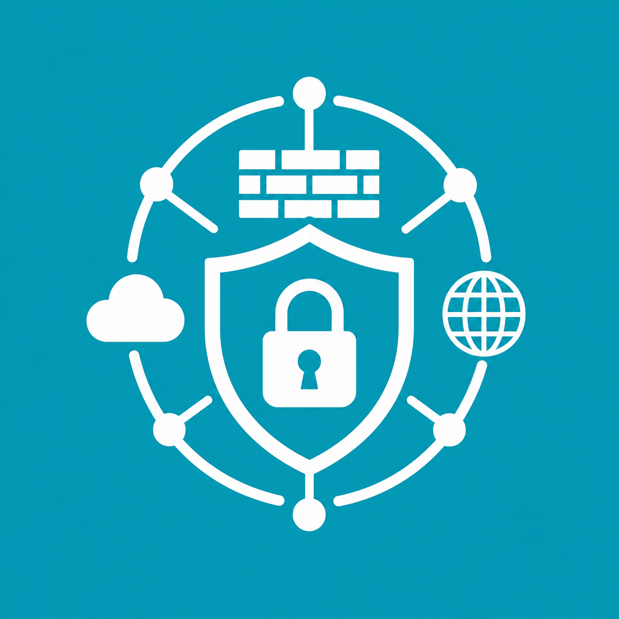 Security Perimeter Icon White on Blue Background