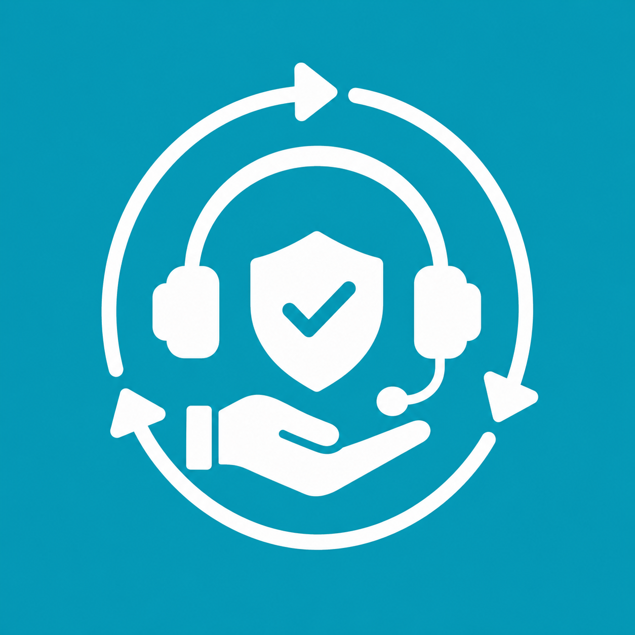 White Icon on 0097b2 Background Representing Support