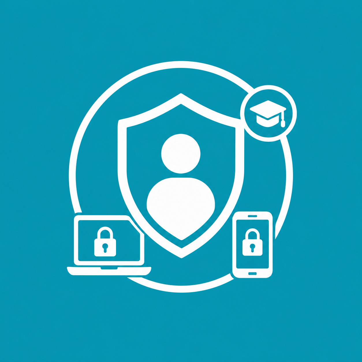 White Icon on 0097b2 Background for Cybersecurity Awareness