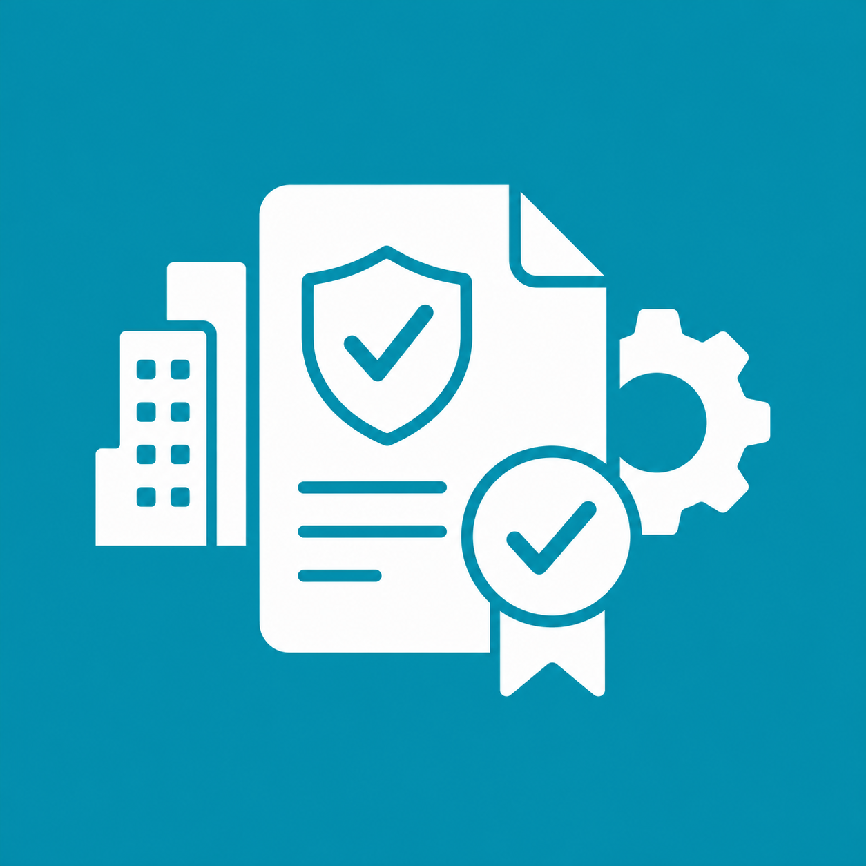 White Icon on 0097b2 Background for Licensing Services