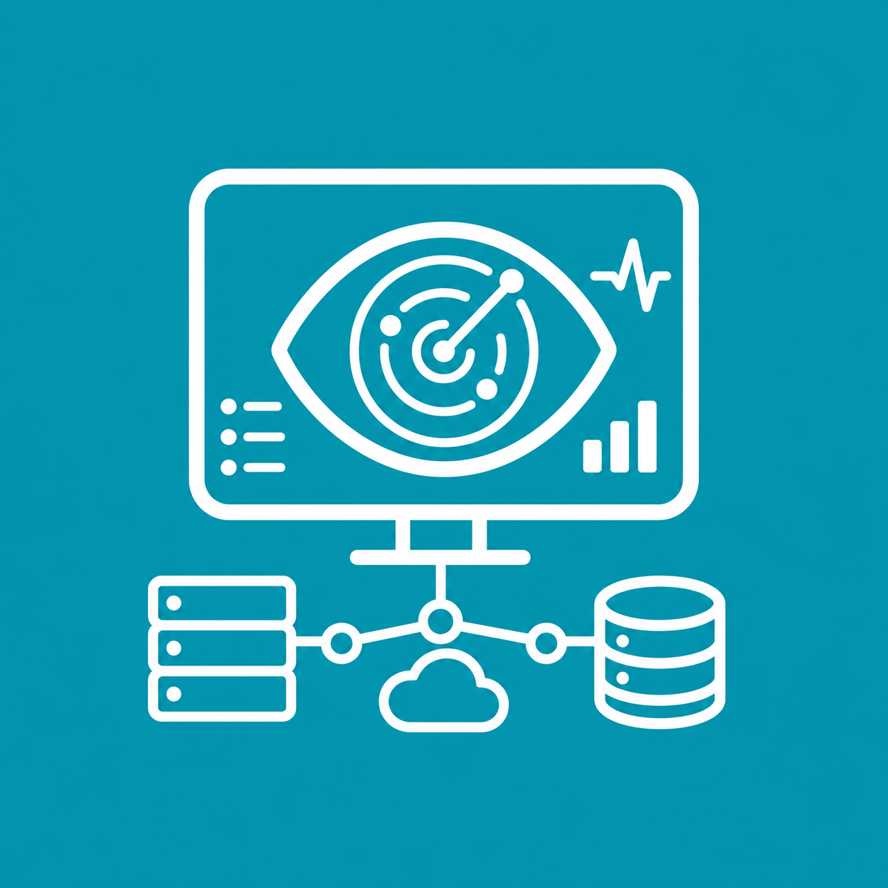 White Icon on 0097b2 Background for Monitoring MaaS